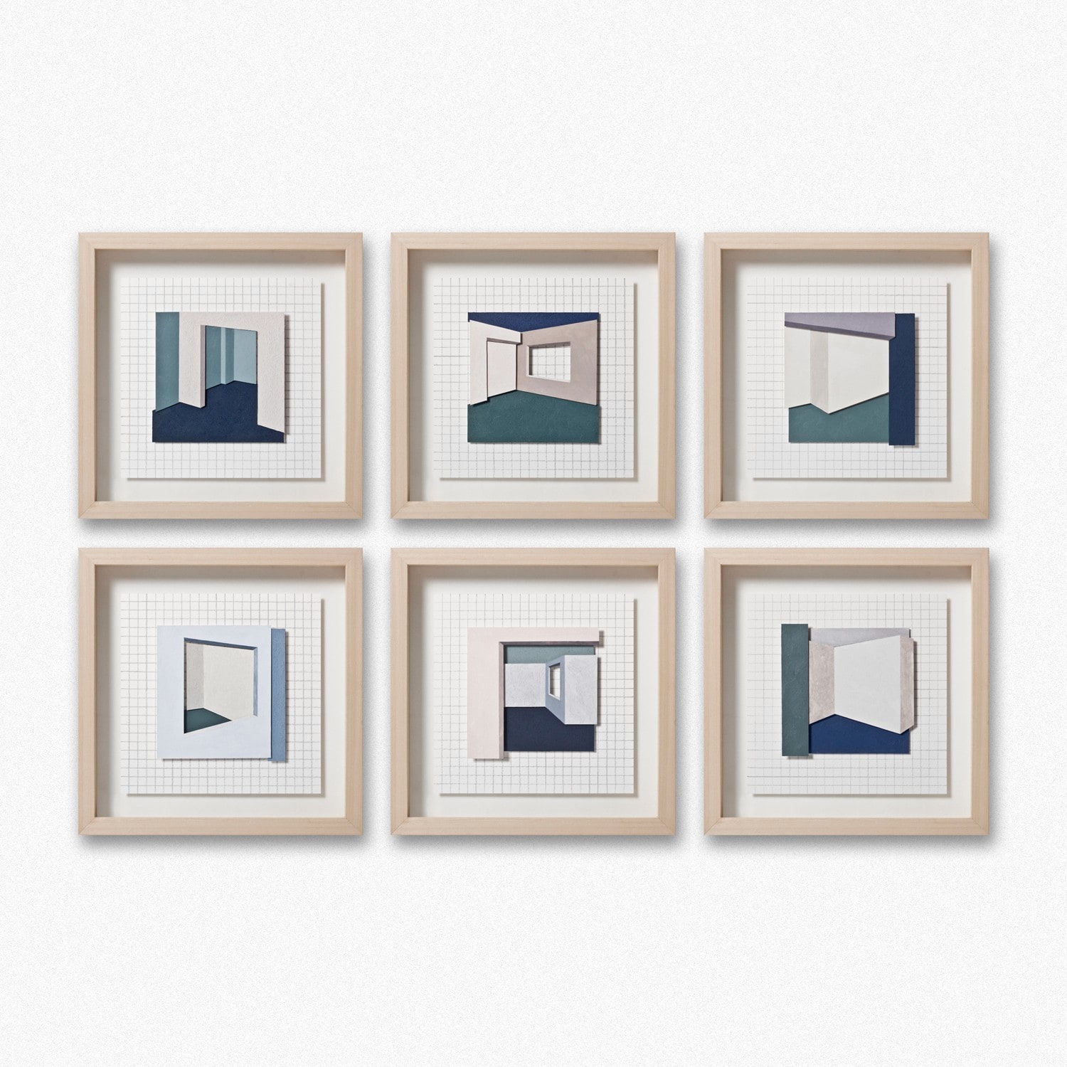 Layers 3-8 by Ufuk Yılmaz — mixed media on paper, each 32.5x32.5 cm, 2019