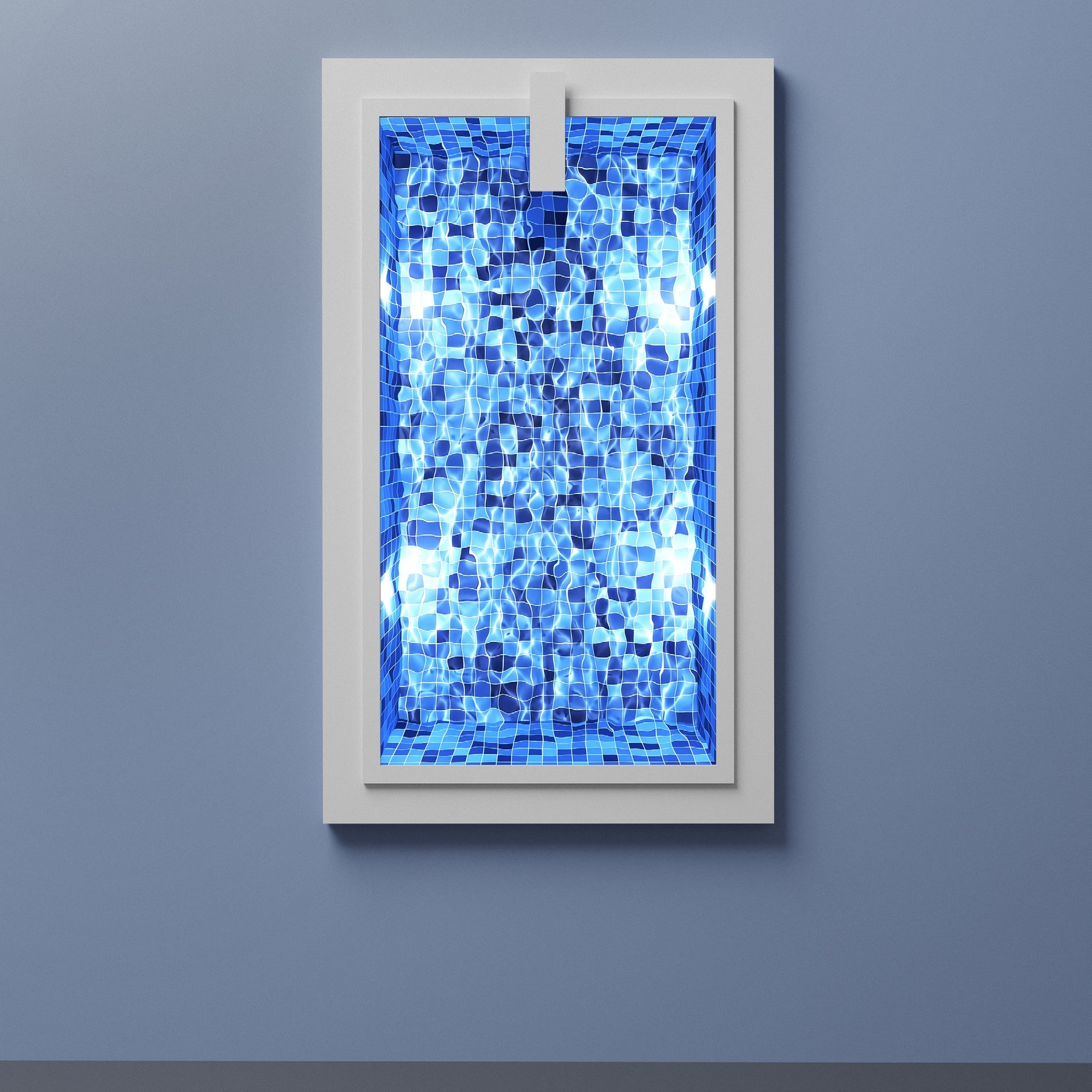 Pool 5 av Ufuk Yılmaz — metall, 4K-videoloop, 84x139x13 cm (1/3), 2022
