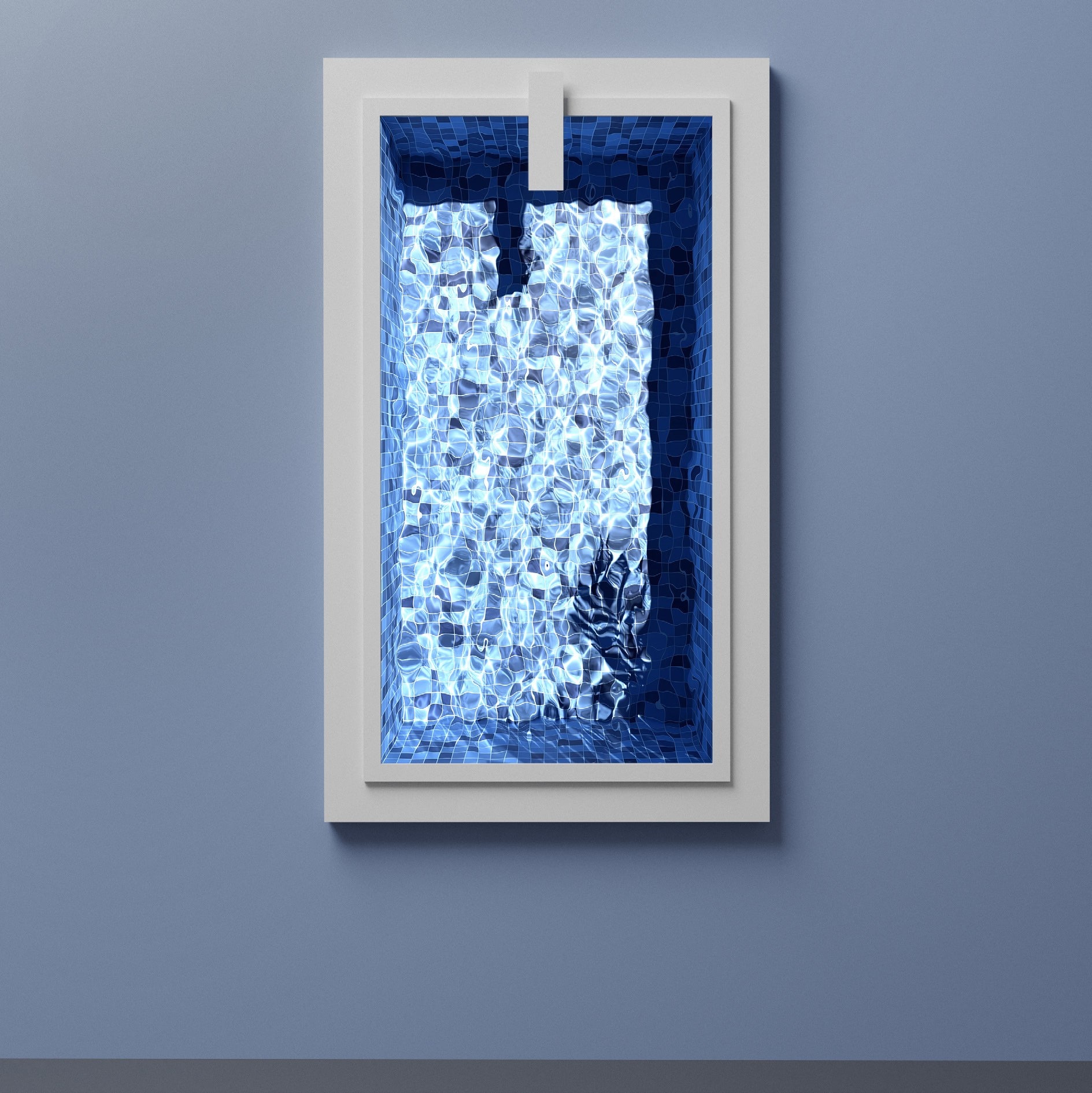Pool 6 av Ufuk Yılmaz — metall, 4K-videoloop, 84x139x13 cm (3/3), 2023