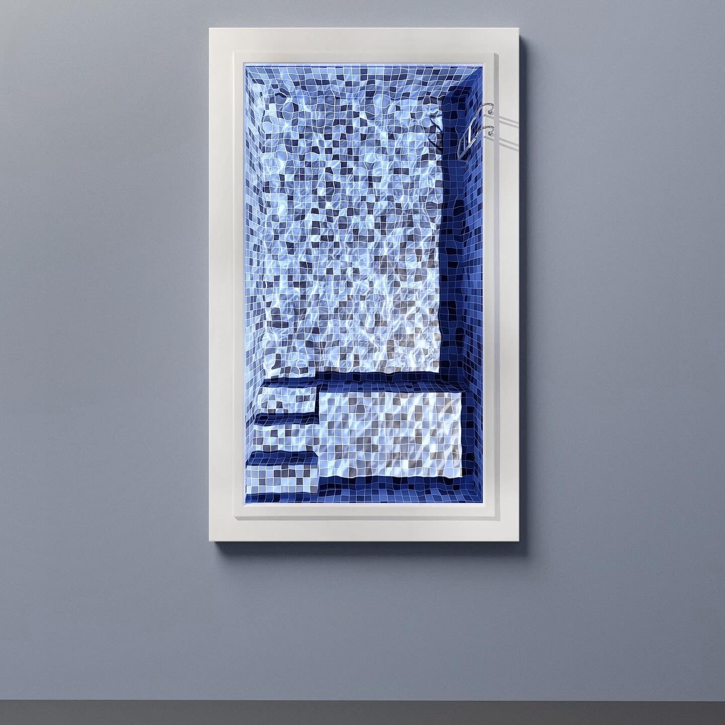 Pool 8 av Ufuk Yılmaz — rostfritt stål, metall, 4K-videoloop, 84x139x13 cm (1/3), 2024