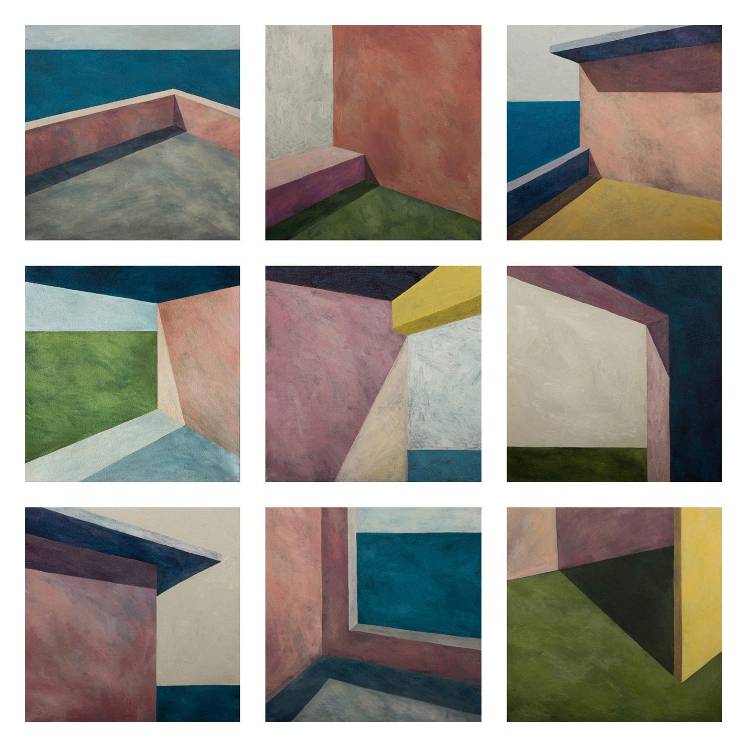 Ufuk Yılmaz, Duvar 1-9 — tuval üzerine akrilik, each 25x25 cm, 2017