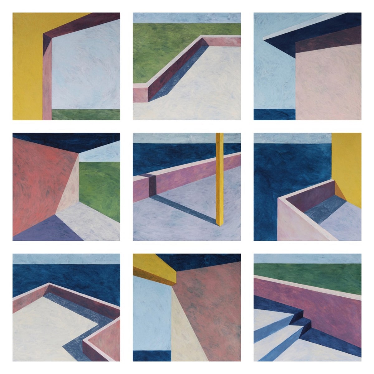 Ufuk Yılmaz, Duvar 14-22 — tuval üzerine akrilik, each 25x25 cm, 2018