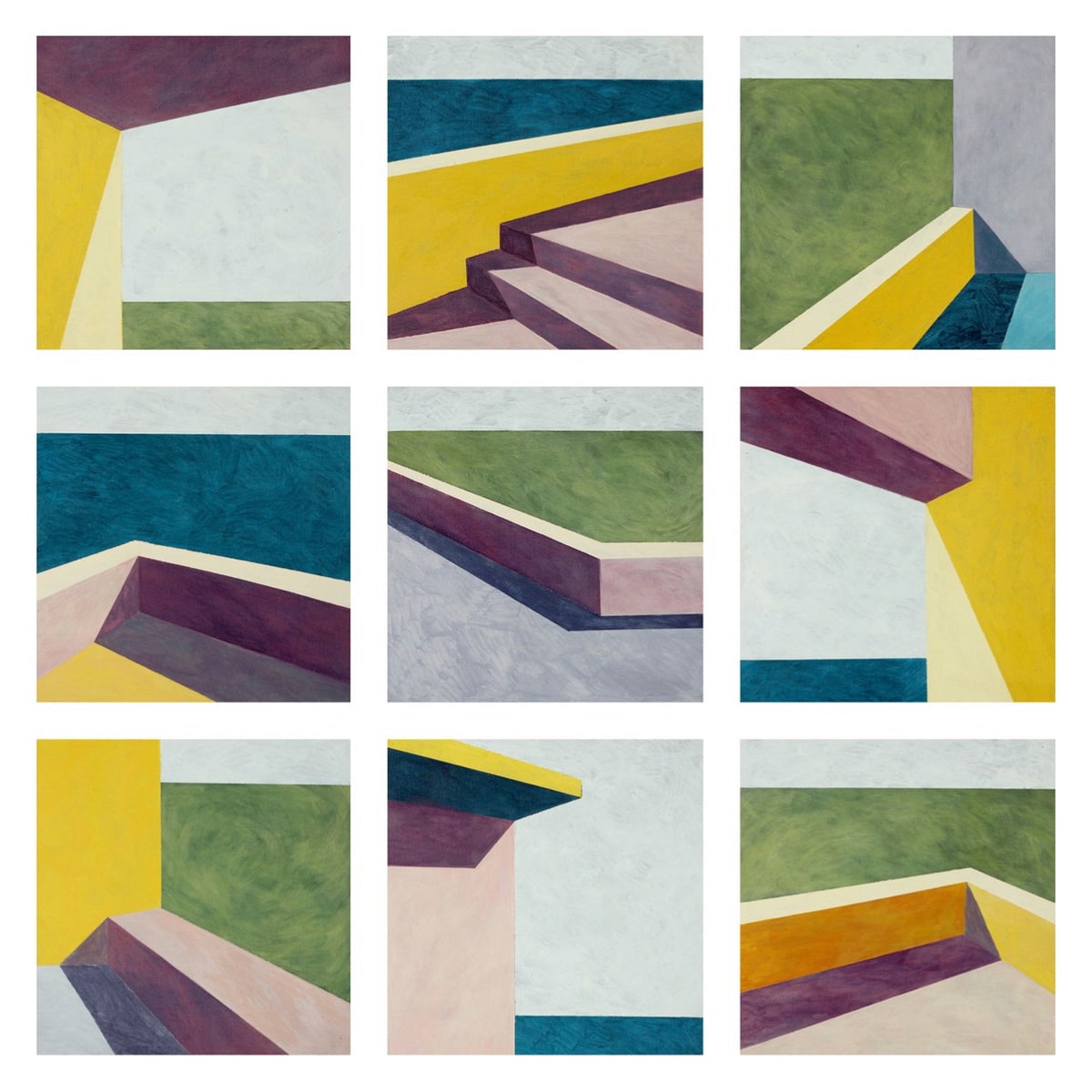 Ufuk Yılmaz, Duvar 23-31 — tuval üzerine akrilik, each 25x25 cm, 2018