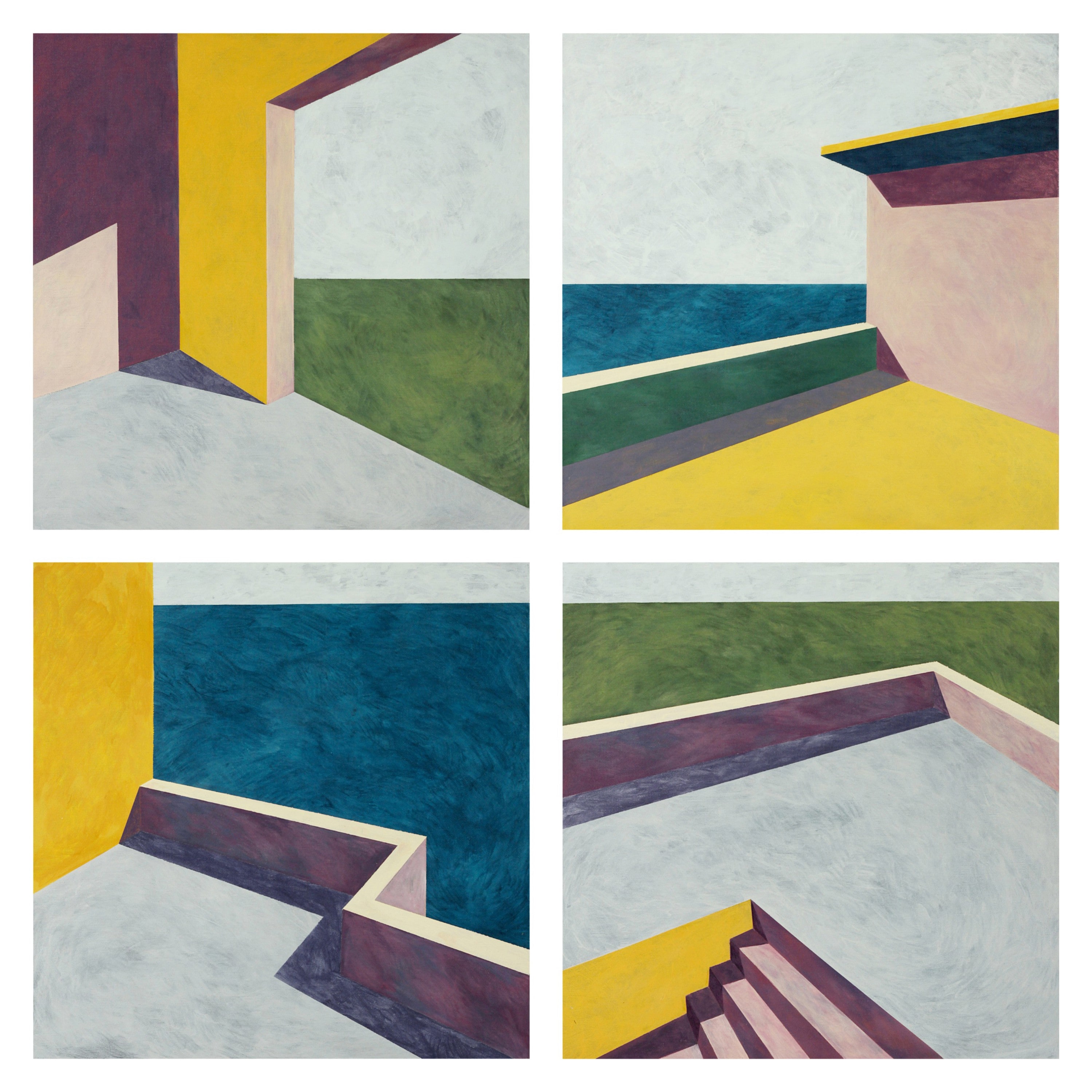 Ufuk Yılmaz, Duvar 33-36 — tuval üzerine akrilik, each 45x45 cm, 2018
